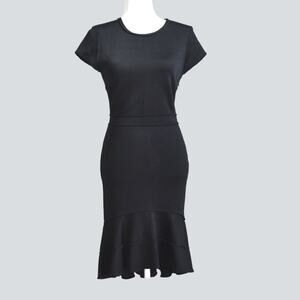 ZARA Women's Black Mermaid Flare Ribbed Bodycon Dress Size L